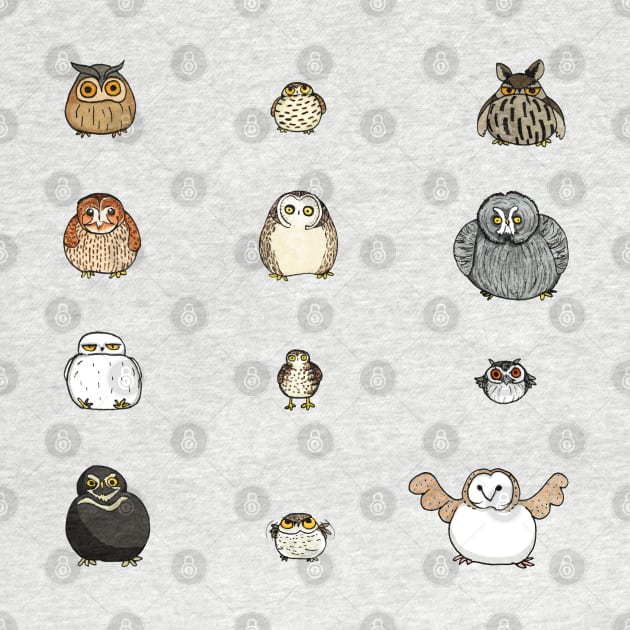 Chubby Owls by KatherineBlowerDesigns